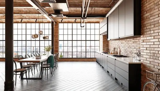 Moderne keuken met industriële stijl en loftgevoel